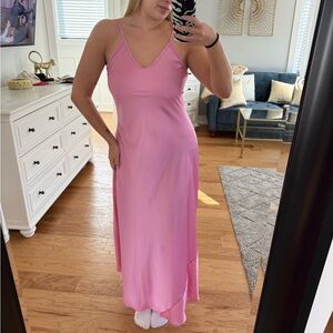 Pink Slip Maxi Dress - Spaghetti Straps